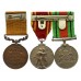 London Fire Brigade Long Service Medal Group of Three - Fireman Rowland Hills