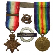 WW1 1914 Mons Star and Victory Medal - Sjt. R. Millington, Royal Horse Artillery and London Transport