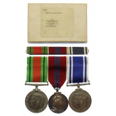 WW2 Defence Medal, 1953 Coronation Medal and Police Long Service & Good Conduct Medal Group of Three - St. Sergt. W.H. Craddock, Metropolitan Police