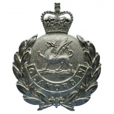 Glamorgan Constabulary Chrome Wreath Helmet Plate - Queen's Crown