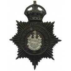 Eastbourne Borough Police Black Helmet Plate - King's Crown