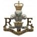 Royal Monmouthshire Royal Engineers Anodised (Staybrite) Cap Badge - Queen's Crown