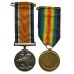 WW1 British War & Victory Medal Pair with Cap Badge - Pte. F.G. Legg, 8th (Cyclist) Bn. Essex Regiment