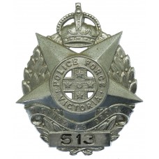 Australian Victoria Police Force Numbered Cap Badge - King's Crown
