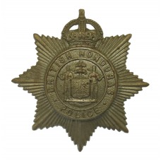 British Honduras Police White Metal Cap Badge - King's Crown