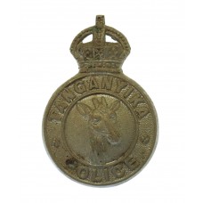 Tanganyika Police White Metal Cap Badge - King's Crown