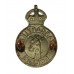 Tanganyika Police White Metal Cap Badge - King's Crown
