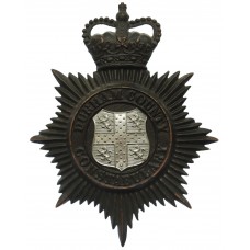 Durham County Constabulary Black Helmet Plate - Queen's Crown