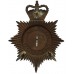 Durham County Constabulary Black Helmet Plate - Queen's Crown