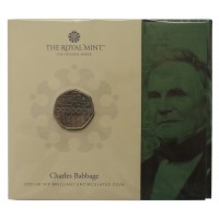 Royal Mint Charles Babbage 2021 UK 50p Brilliant Uncirculated Coin 