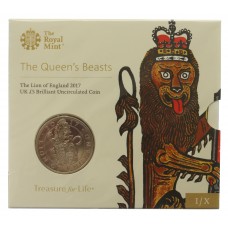 Royal Mint 2017 The Queen's Beasts - Lion of England Brilliant Uncirculated £5 Coin