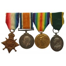 WW1 1914-15 Star Trio and Territorial Efficiency Medal Group of F