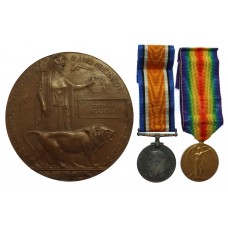 WW1 British War Medal, Victory Medal & Memorial Plaque - Pte. T. Heasman, 11th (1st South Downs) Bn. Royal Sussex Regiment - K.I.A. 3/9/16