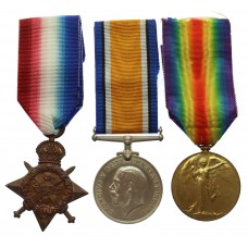 WW1 Aubers Ridge Casualty 1914 Mons Star Trio - Pte. J. Smyth, 1st Bn. Seaforth Highlanders - K.I.A. 9/5/15