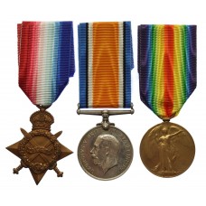 WW1 Casualty 1914-15 Star Medal Trio - Sgt. L. Lawley, 9th Bn. King's Own Yorkshire Light Infantry