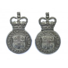 Pair of Durham County Constabulary Collar Badges - Queen's Crown