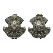 Pair of Durham County Constabulary Collar Badges 