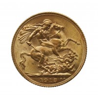 1913 George V 22ct Gold Full Sovereign Coin 