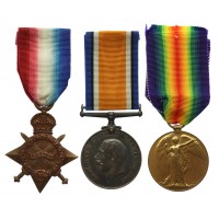 WW1 Battle of the Somme Casualty 1914-15 Star Medal Trio - Pte. A.E. Lewin, 10th Bn. York & Lancaster Regiment - K.I.A. 1st-3rd July 1916