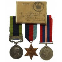 1908 India General Service Medal (Clasp - Mohmand 1933) and WW2 Medal Group of Three - Gnr. V. Brennan, Royal Artillery