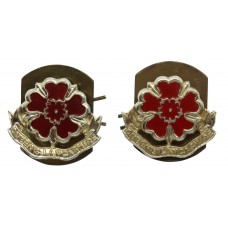 Pair of Queen's Lancashire Regiment Anodised (Staybrite) Collar Badges