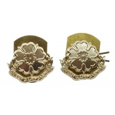 Pair of Queen's Lancashire Regiment Anodised (Staybrite) Collar Badges