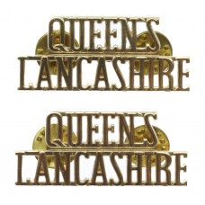 Pair of Queen's Lancashire Regiment (QUEEN'S/LANCASHIRE) Anodised (Staybrite) Shoulder Titles