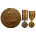 WW1 River Tigris Casualty British War Medal, Victory Medal and Memorial Plaque - Pte. A. Hughes, 1st/4th Bn. Hampshire Regiment - K.I.A. 23/2/17