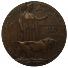 WW1 Memorial Plaque (Death Penny) - Private Frederick Eagers, 6th Bn. York & Lancaster Regiment - K.I.A. 21/8/15