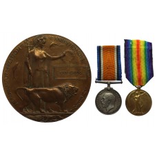 WW1 British War Medal, Victory Medal and Memorial Plaque - Pte. J. Cairns, 1st Bn. Royal Scots Fusiliers - K.I.A. 13/11/16