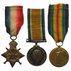 WW1 1914-15 Star Medal Trio - Able Seaman J. Summers, Drake Bn. RND, Royal Naval Volunteer Reserve - Twice Wounded