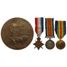 WW1 1914-15 Star Medal Trio and Memorial Plaque - Pte. J. Skain, 12th Bn. Manchester Regiment - K.I.A. 7/7/16