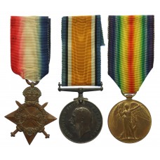 WW1 Casualty 1914-15 Star Medal Trio - Pte. O.G.B. Beck, 8th Bn. Border Regiment