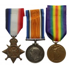 WW1 Casualty 1914 Mons Star Medal Trio - Pte. J. Kelshaw, 1st Bn. King's Liverpool Regiment - K.I.A. 16/5/15