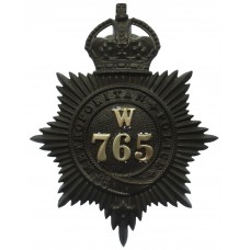 Metropolitan Police 'W' Division (Clapham) Helmet Plate - King's Crown 
