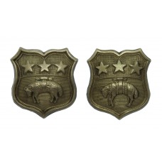 Pair of Leeds City Police White Metal Collar Badges