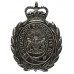 Stockport Borough Police Blackened Chrome Wreath Helmet Plate - Queen's Crown