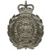 Stockport Borough Police Blackened Chrome Wreath Helmet Plate - Queen's Crown