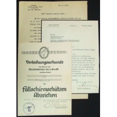 Original Documents relating to Fallschirmjager Wolfgang Graul who was Killed in Action 4/9/44
