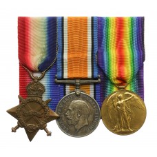 WW1 1914-15 Star Medal Trio - Pte. W.J. Dickson, Bedfordshire Regiment - Twice Wounded