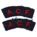 Pair of Army Cadet Force (A.C.F.) Cloth Shoulder Titles