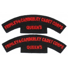 Pair of Frimley & Camberley Cadet Corps Queen's Cloth Shoulder Titles