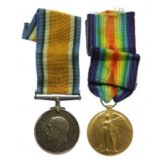 WW1 British War & Victory Medal Pair - Pte. S.J. Winship, 18th (1st Tyneside Pioneers) Pals Bn. Northumberland Fusiliers - Wounded