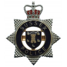 Sussex Police Enamelled Warrant Card Badge - Queen's Crown