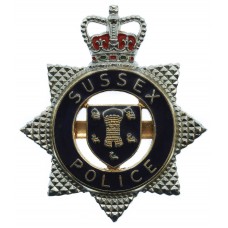 Sussex Police Enamelled Warrant Card Badge - Queen's Crown