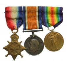 WW1 1914-15 Star Medal Trio - Pte. J.E. Mumford, Notts & Derby Regiment (Sherwood Foresters) - Wounded
