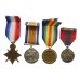 WW1 1914-15 Star Medal Trio with Father's Imperial Service Medal - L.Cpl. A.S.G. Seaton, 1st Bn. Somerset Light Infantry - K.I.A. 6/7/15