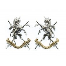 Pair of Queen's Own Lowland Yeomanry Anodised (Staybrite) Collar Badges