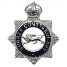 Surrey Constabulary Senior Officer's Enamelled Cap Badge - King's Crown