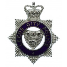 Leeds City Police Senior Officer's Enamelled Cap Badge - Queen's Crown